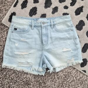 NWOT KanCan Light Wash Frayed Hem Jean Denim Shorts Size Medium